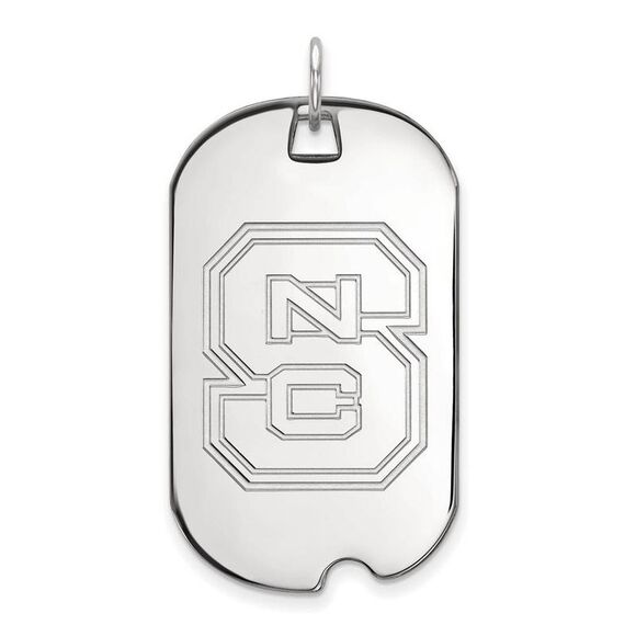 10k White Gold North Carolina State Large 'NCS' Dog Tag Pendant